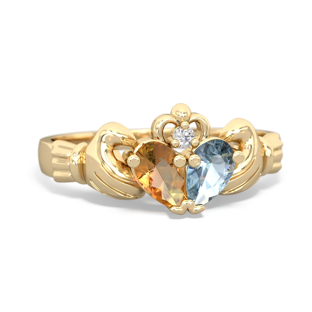 Citrine 'Our Heart' Claddagh 14K Yellow Gold ring R2388