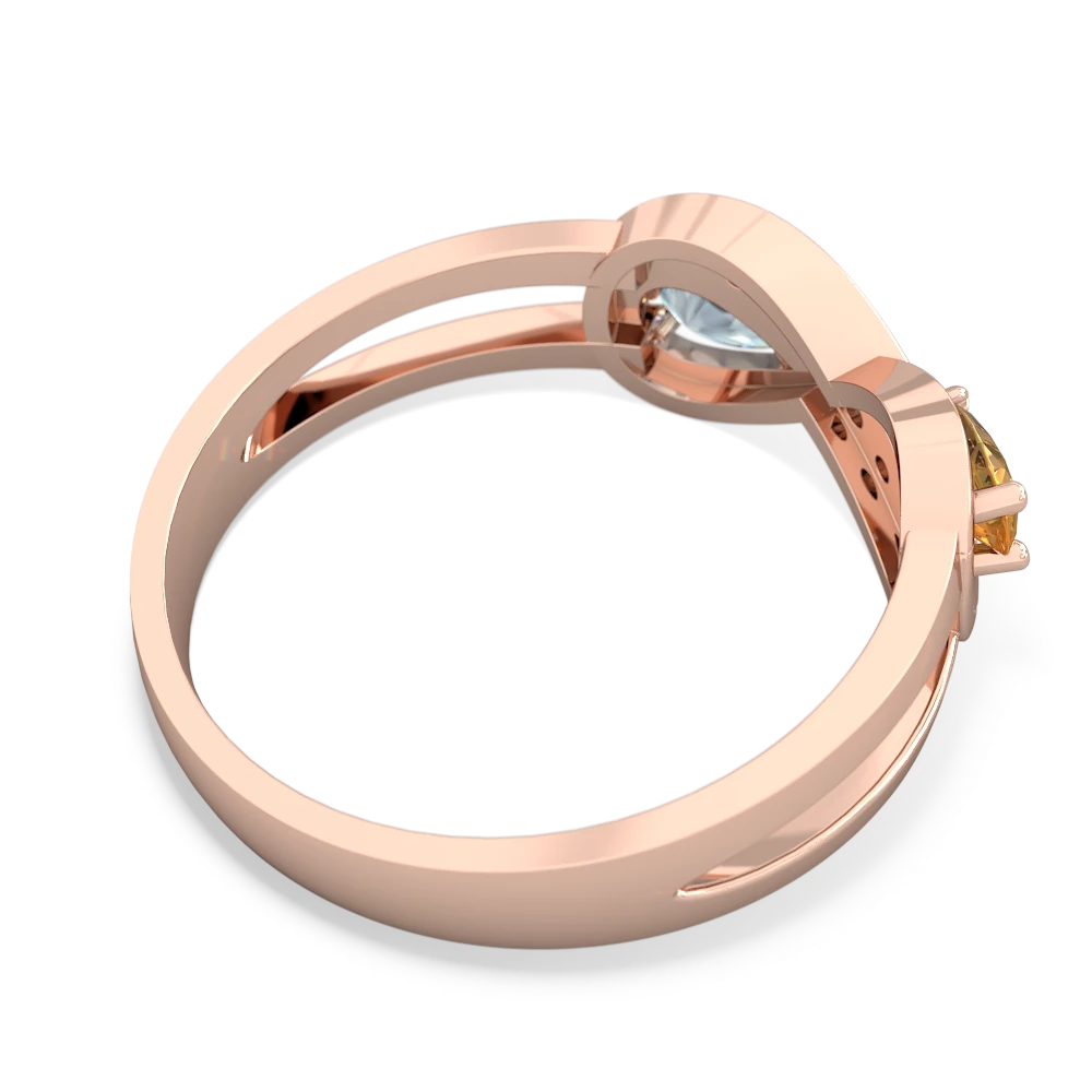 Citrine Diamond Infinity 14K Rose Gold ring R5390