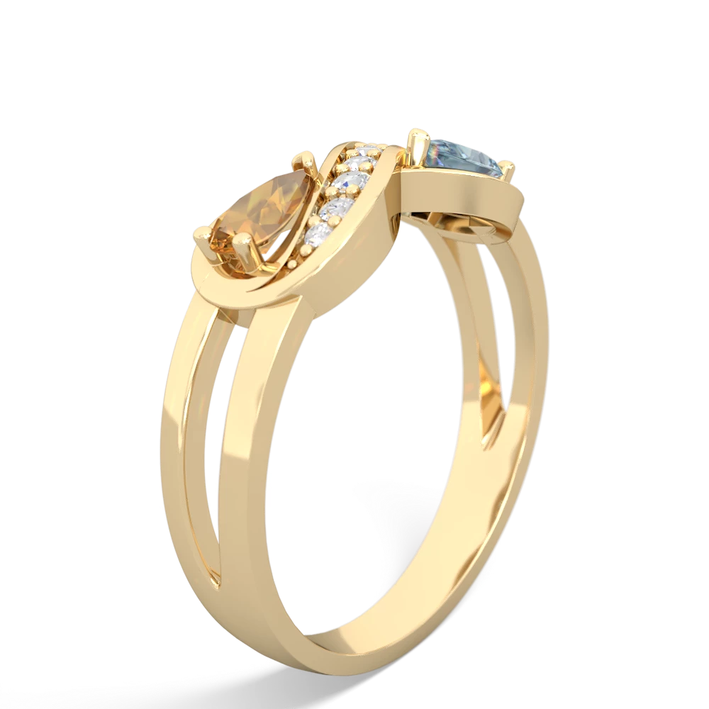 Citrine Diamond Infinity 14K Yellow Gold ring R5390