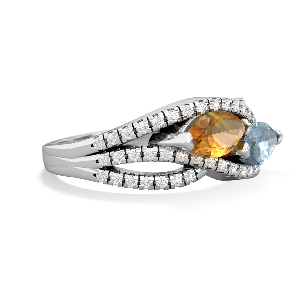 Citrine Diamond Rivers 14K White Gold ring R3070