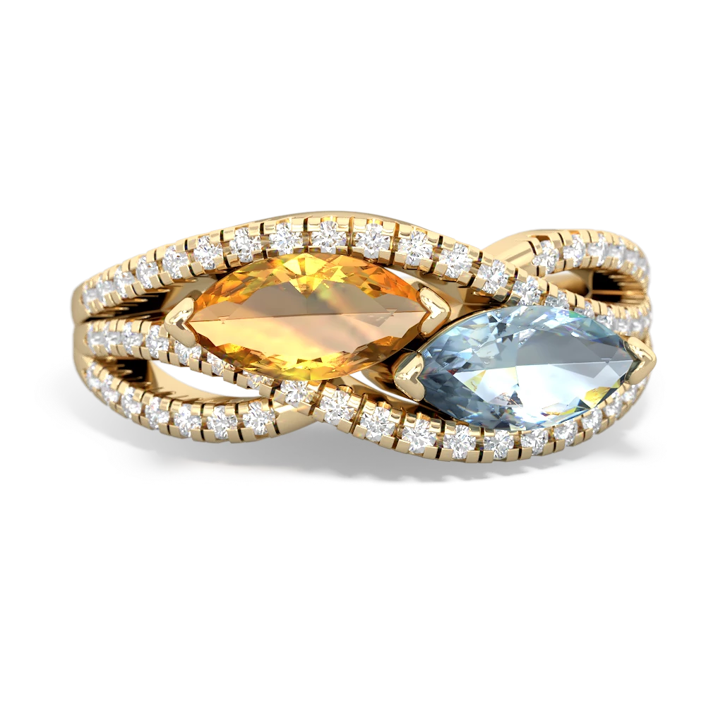 Citrine Diamond Rivers 14K Yellow Gold ring R3070