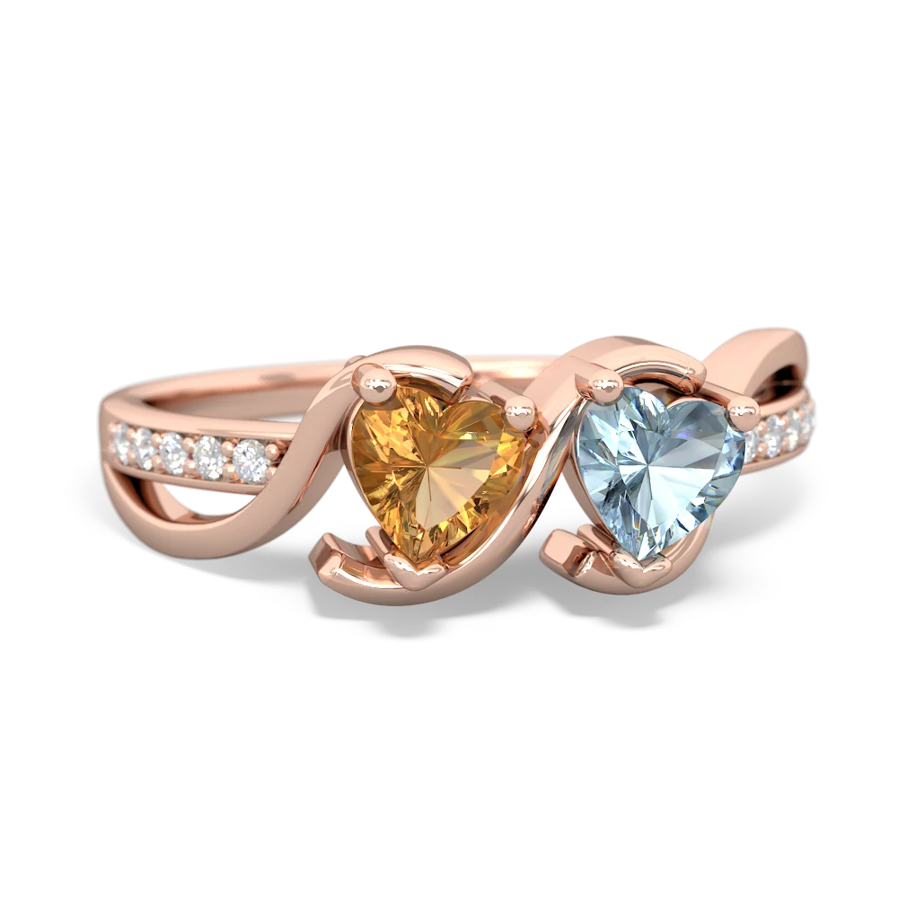 Citrine Side By Side 14K Rose Gold ring R3090