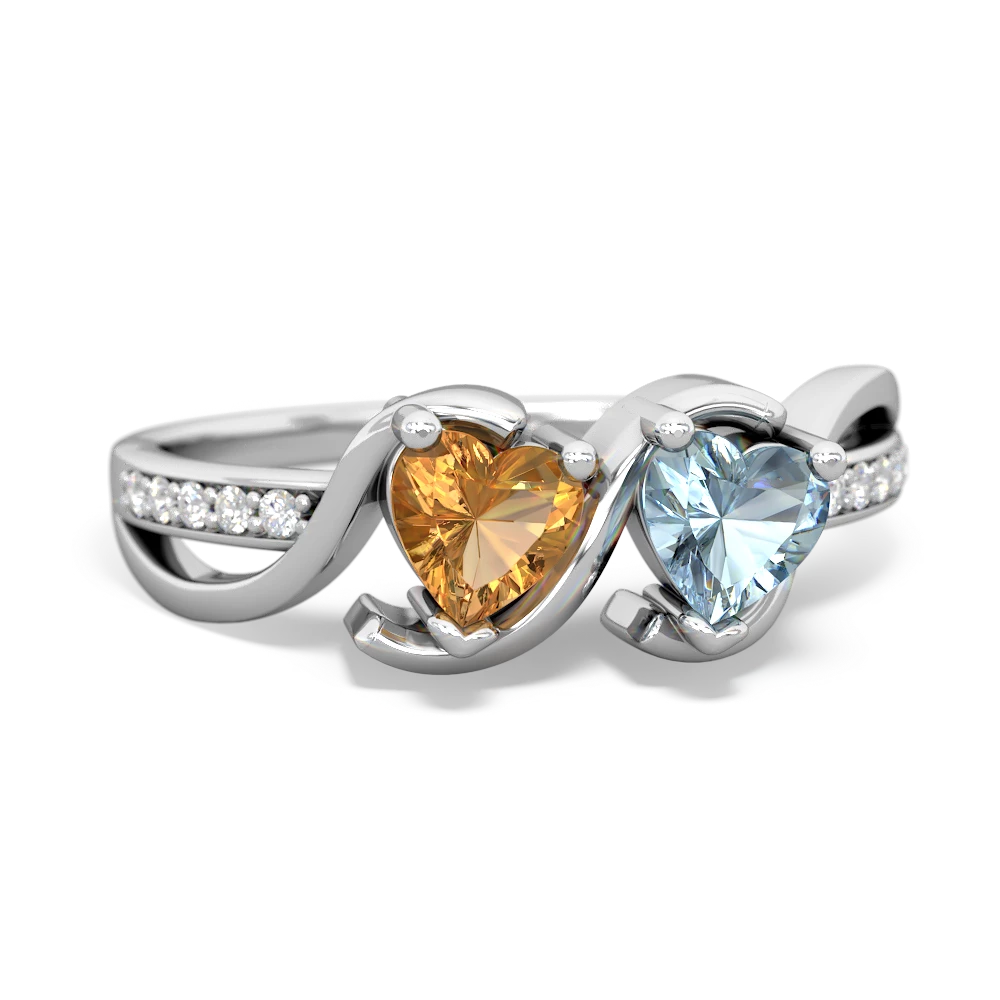 Citrine Side By Side 14K White Gold ring R3090