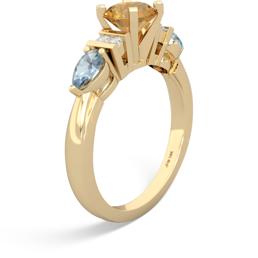 Citrine 6Mm Round Eternal Embrace Engagement 14K Yellow Gold ring R2005