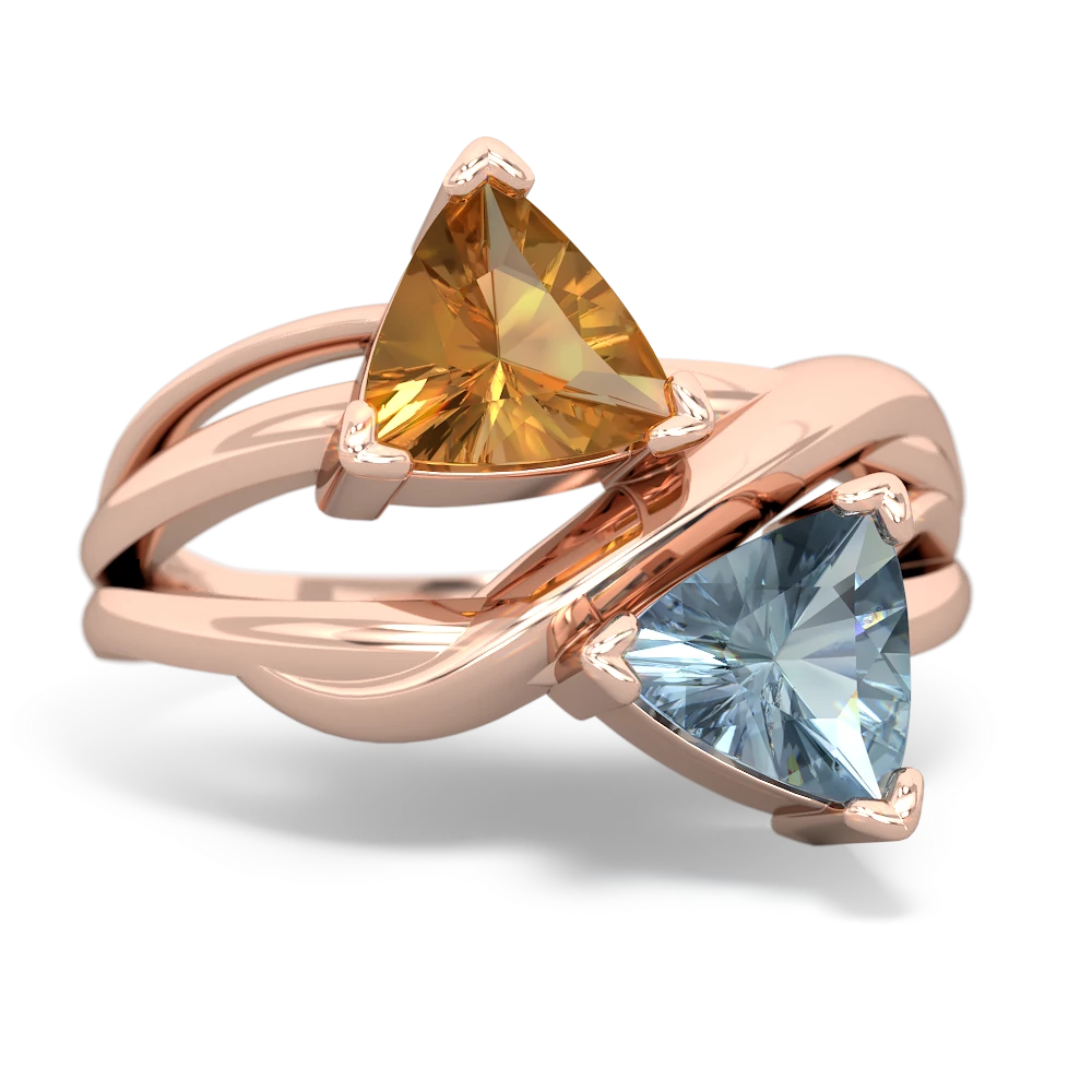 Citrine Split Band Swirl 14K Rose Gold ring R2341