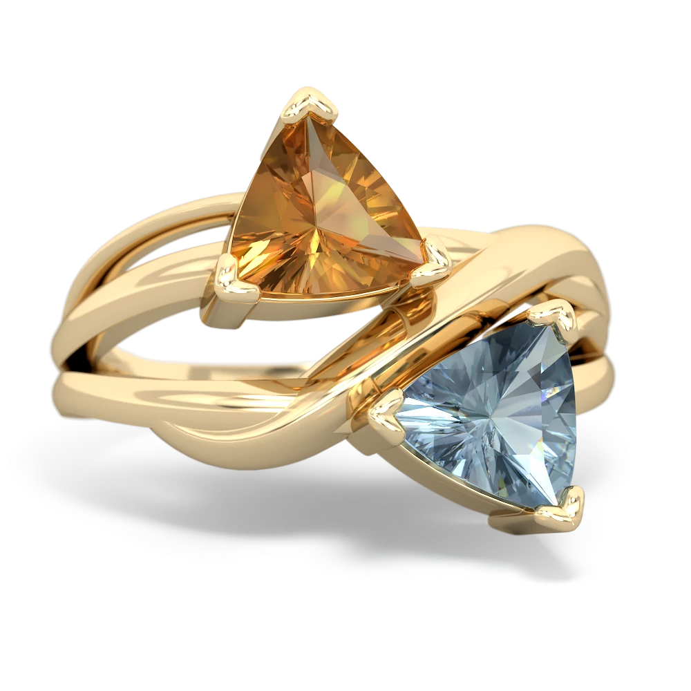 Citrine Split Band Swirl 14K Yellow Gold ring R2341