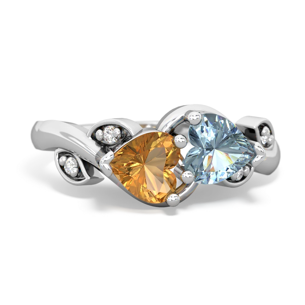 Citrine Floral Elegance 14K White Gold ring R5790