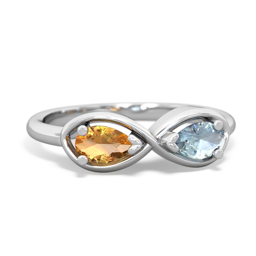 Citrine Infinity 14K White Gold ring R5050