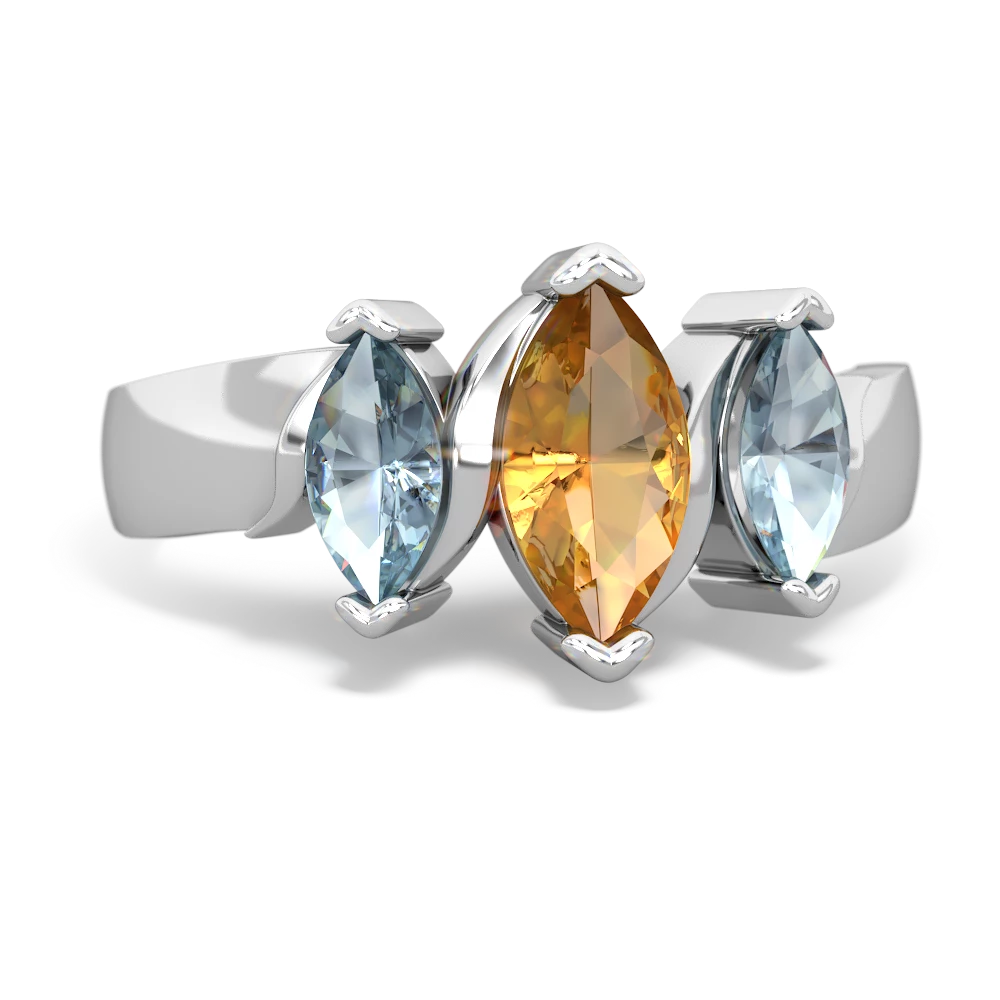 Citrine Three Peeks 14K White Gold ring R2433