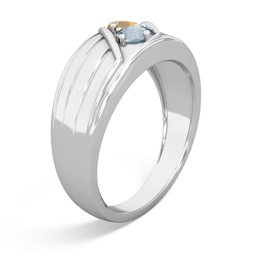 Citrine Men's Streamline 14K White Gold ring R0460