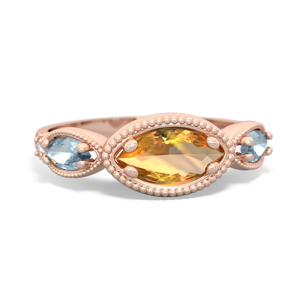 Citrine Milgrain Marquise 14K Rose Gold ring R5700