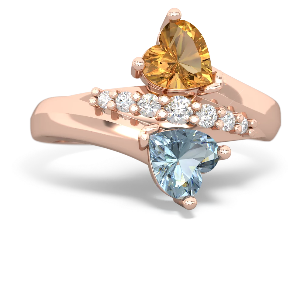 Citrine Heart To Heart 14K Rose Gold ring R2064