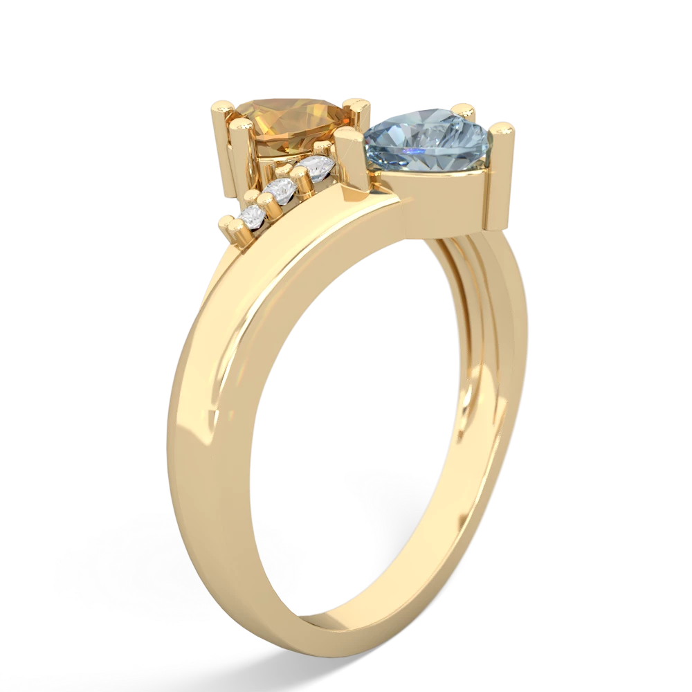 Citrine Heart To Heart 14K Yellow Gold ring R2064