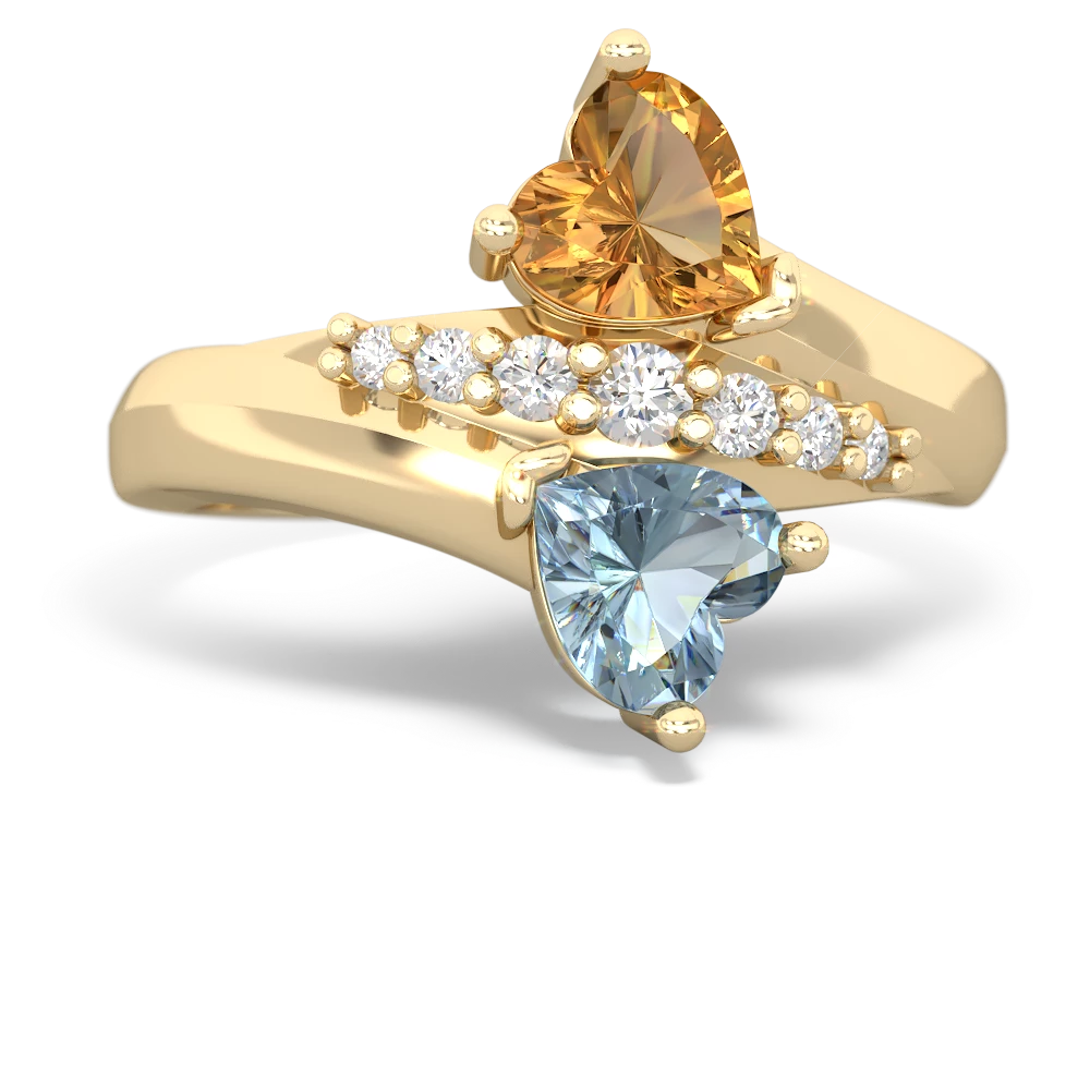 Citrine Heart To Heart 14K Yellow Gold ring R2064