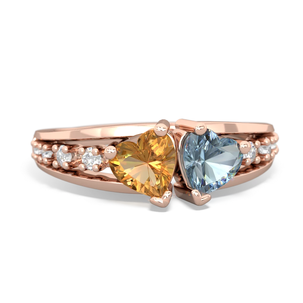 Citrine Heart To Heart 14K Rose Gold ring R3342