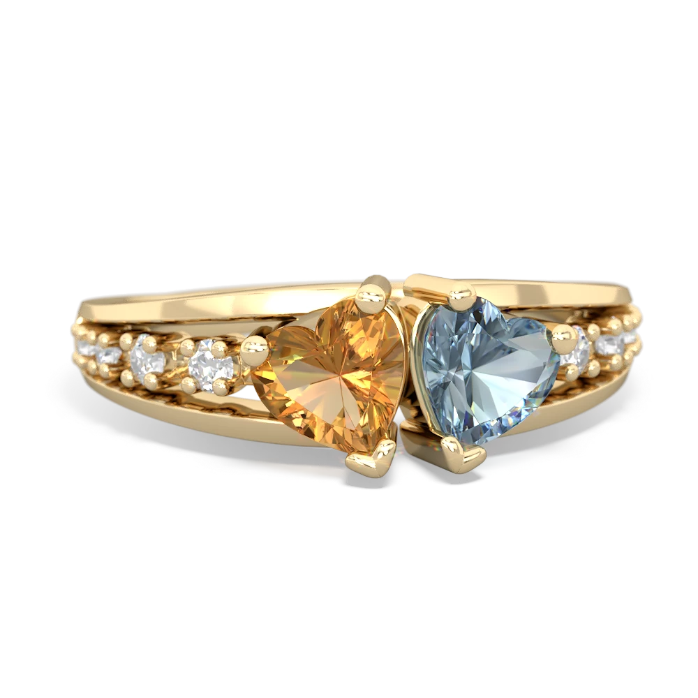 Citrine Heart To Heart 14K Yellow Gold ring R3342