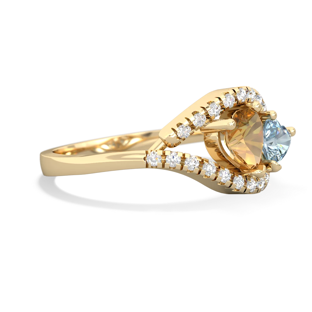 Citrine Mother And Child 14K Yellow Gold ring R3010