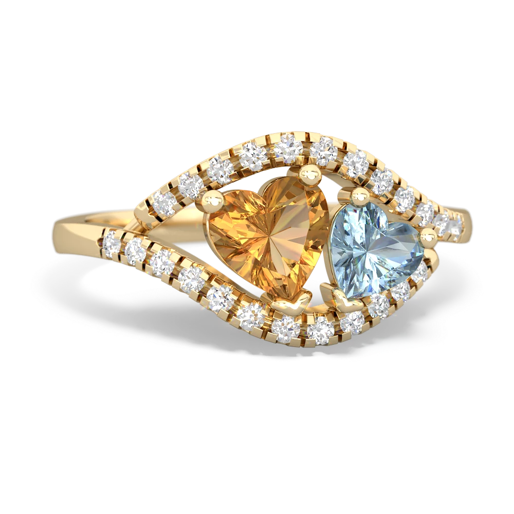 Citrine Mother And Child 14K Yellow Gold ring R3010