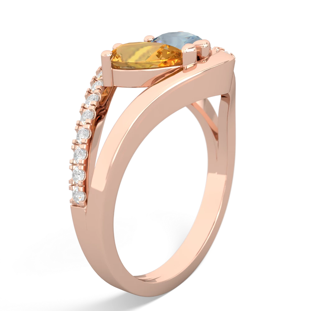 Citrine Nestled Heart Keepsake 14K Rose Gold ring R5650