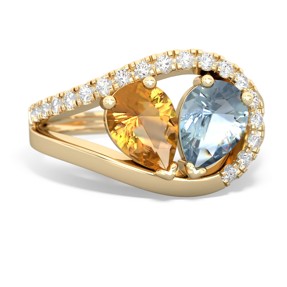 Citrine Nestled Heart Keepsake 14K Yellow Gold ring R5650