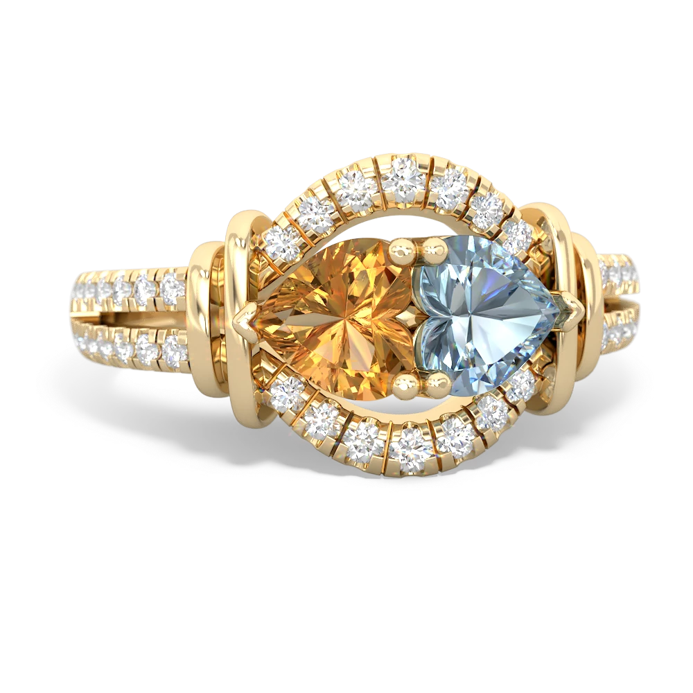 Citrine Art-Deco Keepsake 14K Yellow Gold ring R5630