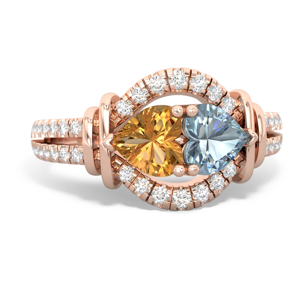 Citrine Art-Deco Keepsake 14K Rose Gold ring R5630