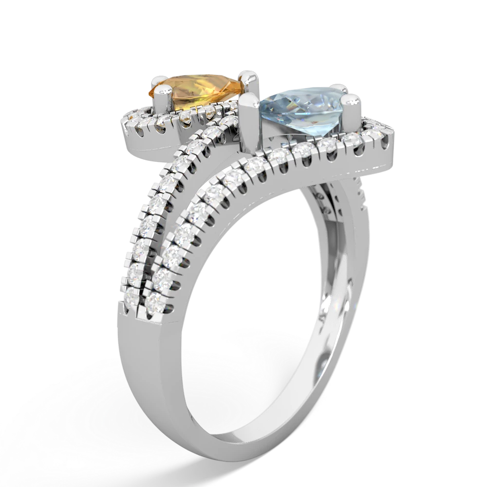 Citrine Diamond Dazzler 14K White Gold ring R3000