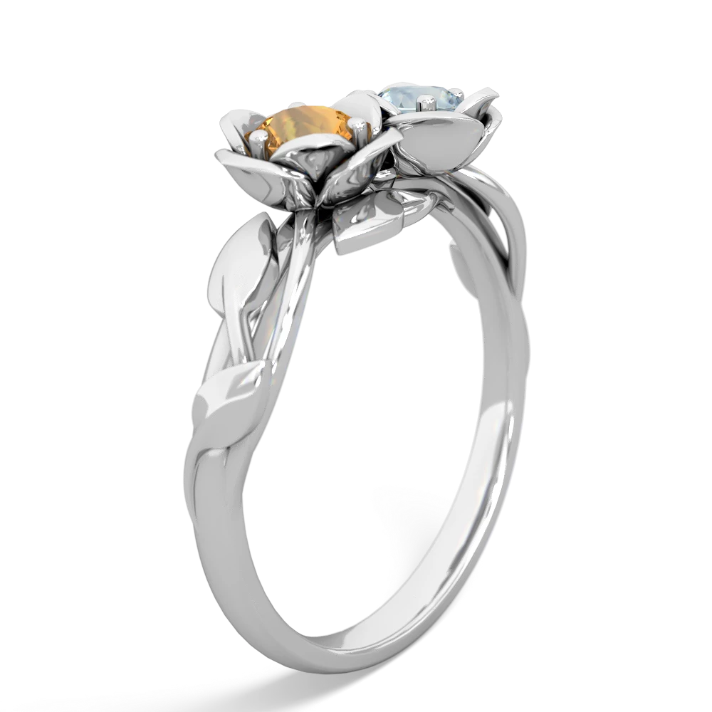 Citrine Rose Garden 14K White Gold ring R5510