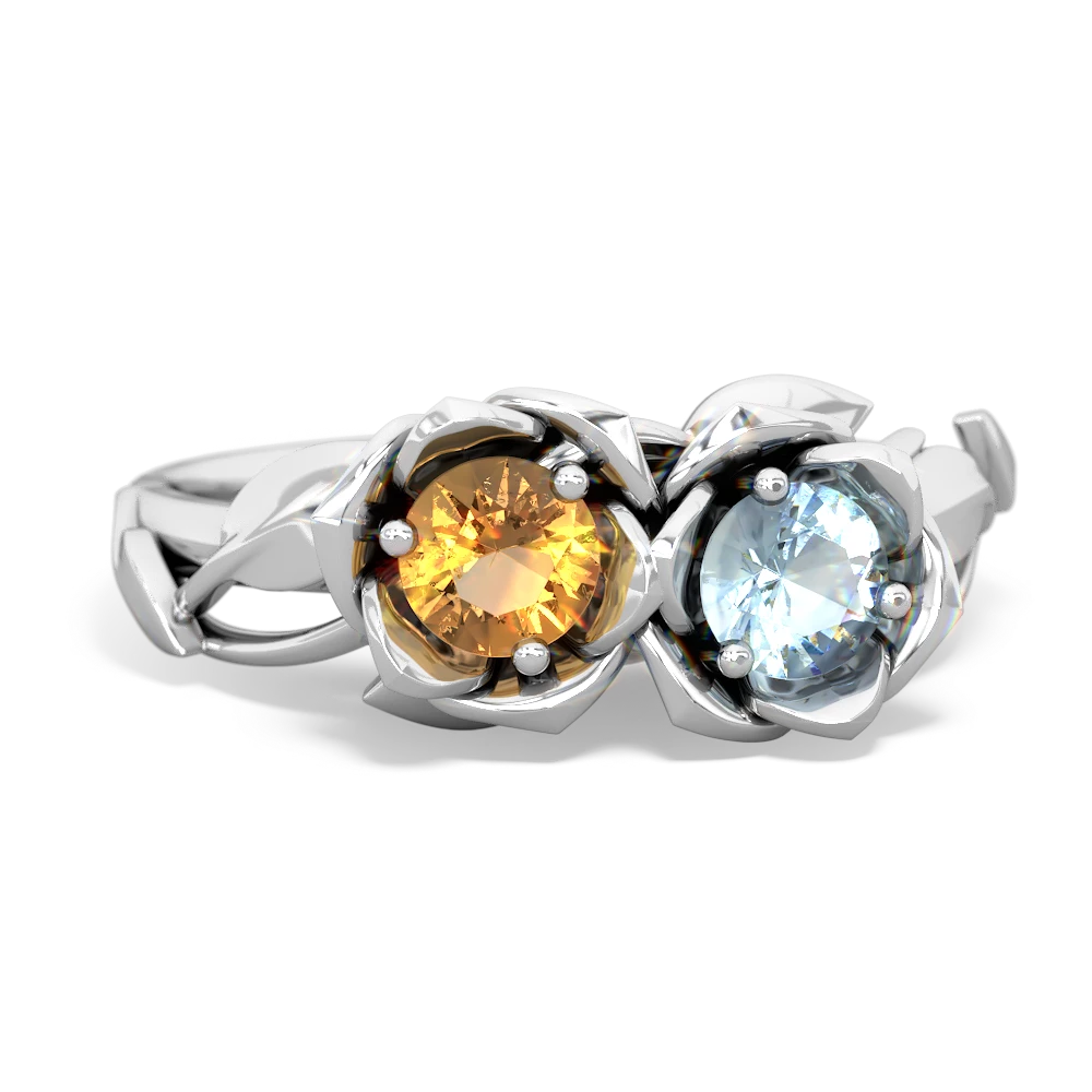 Citrine Rose Garden 14K White Gold ring R5510