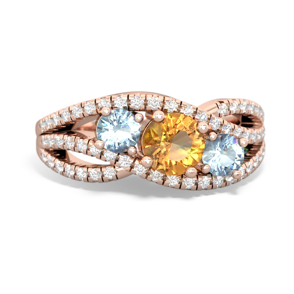 Citrine Three Stone Aurora 14K Rose Gold ring R3080