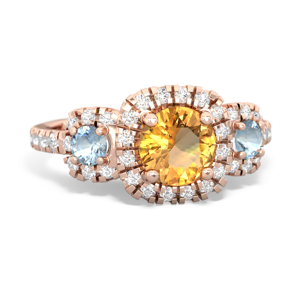 Citrine Regal Halo 14K Rose Gold ring R5350