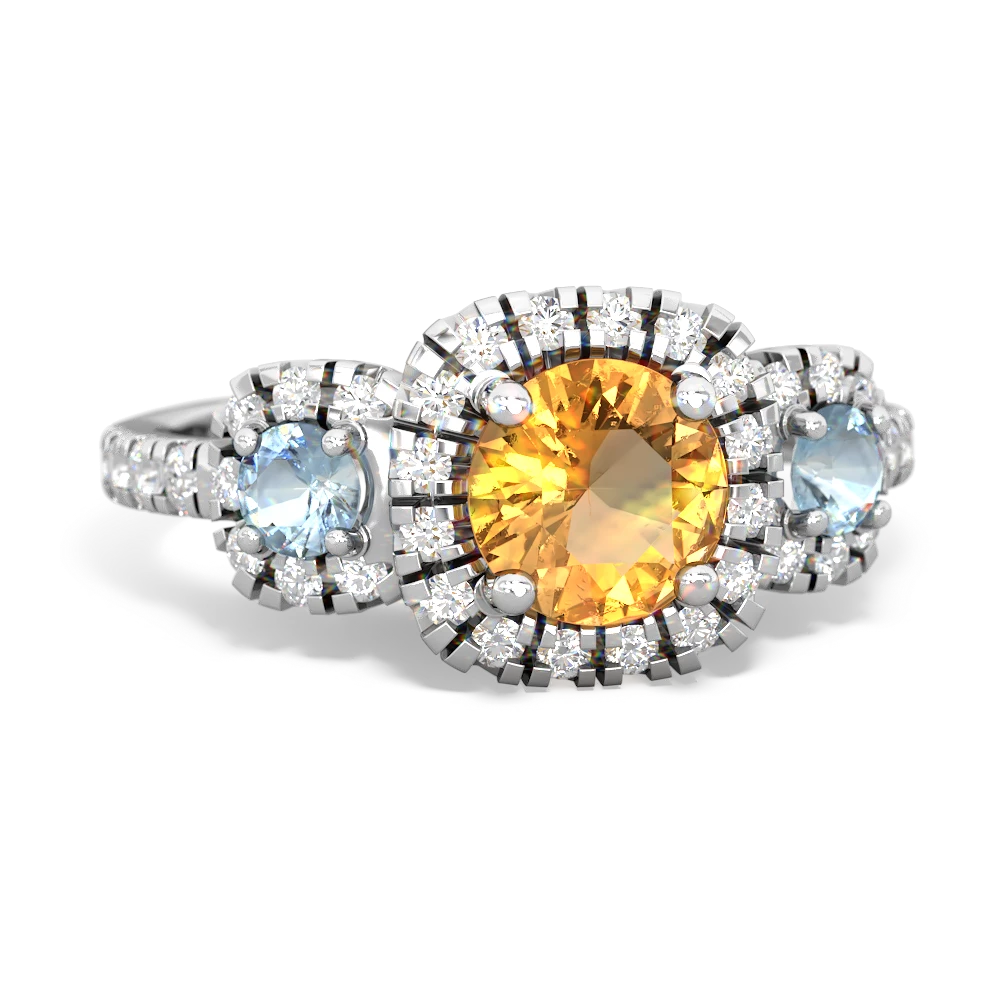 Citrine Regal Halo 14K White Gold ring R5350