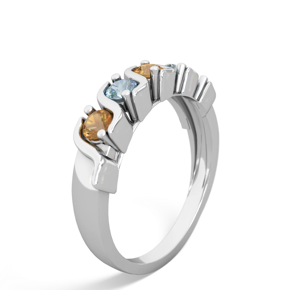 Citrine Anniversary Band 14K White Gold ring R2089