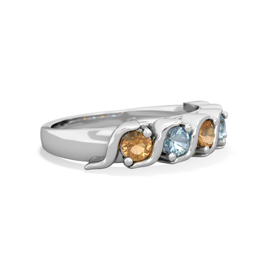 Citrine Anniversary Band 14K White Gold ring R2089