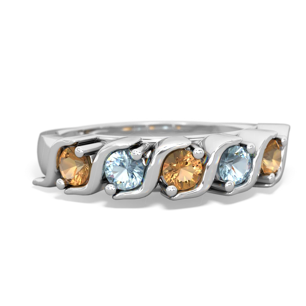 Citrine Anniversary Band 14K White Gold ring R2089