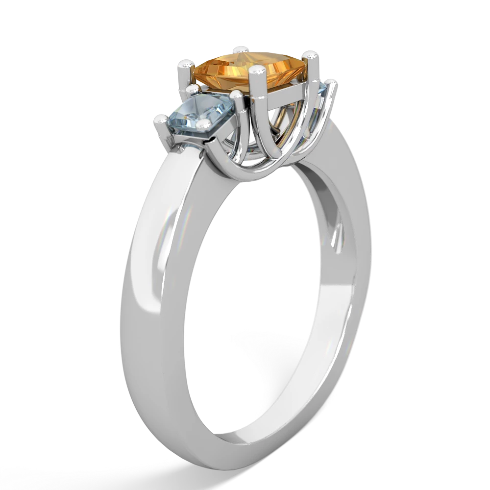 Citrine Three Stone Trellis 14K White Gold ring R4015