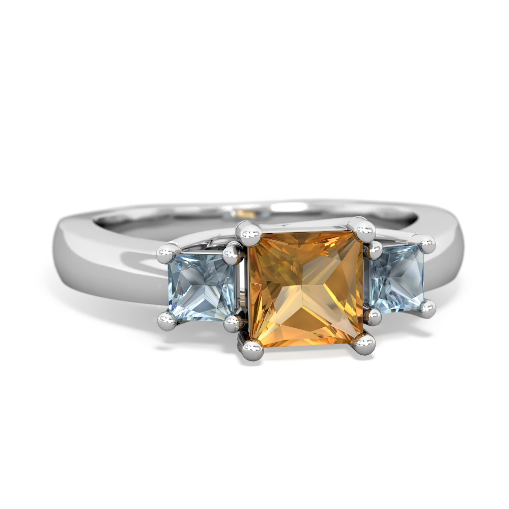 Citrine Three Stone Trellis 14K White Gold ring R4015