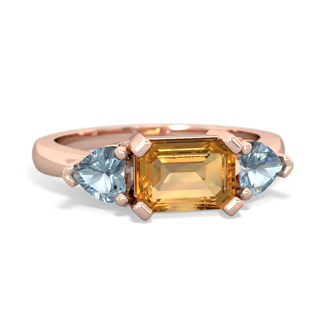 Citrine Three Stone 14K Rose Gold ring R5235