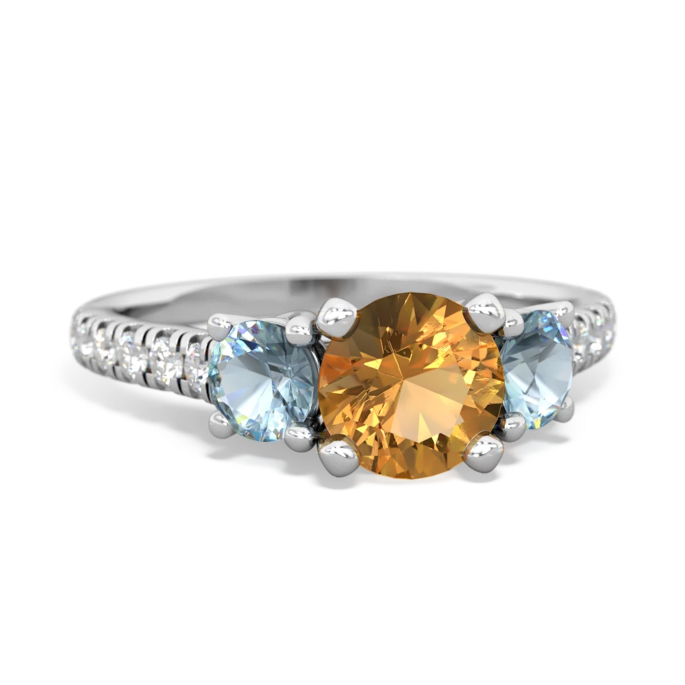 Citrine Pave Trellis 14K White Gold ring R5500