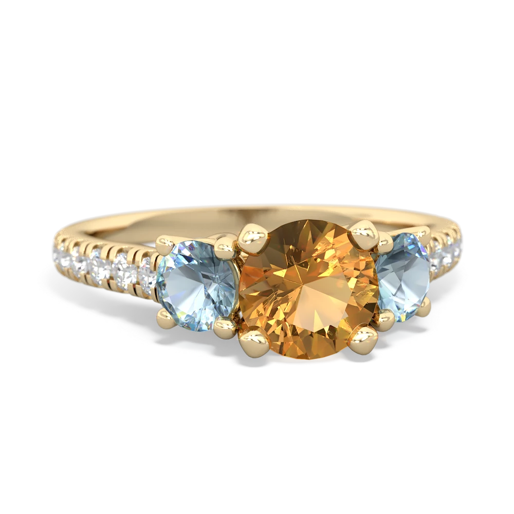 Citrine Pave Trellis 14K Yellow Gold ring R5500