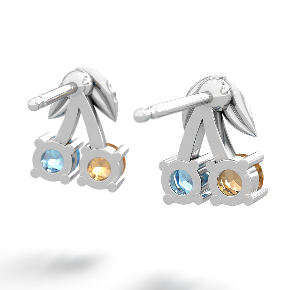 Citrine Sweet Cherries 14K White Gold earrings E7001