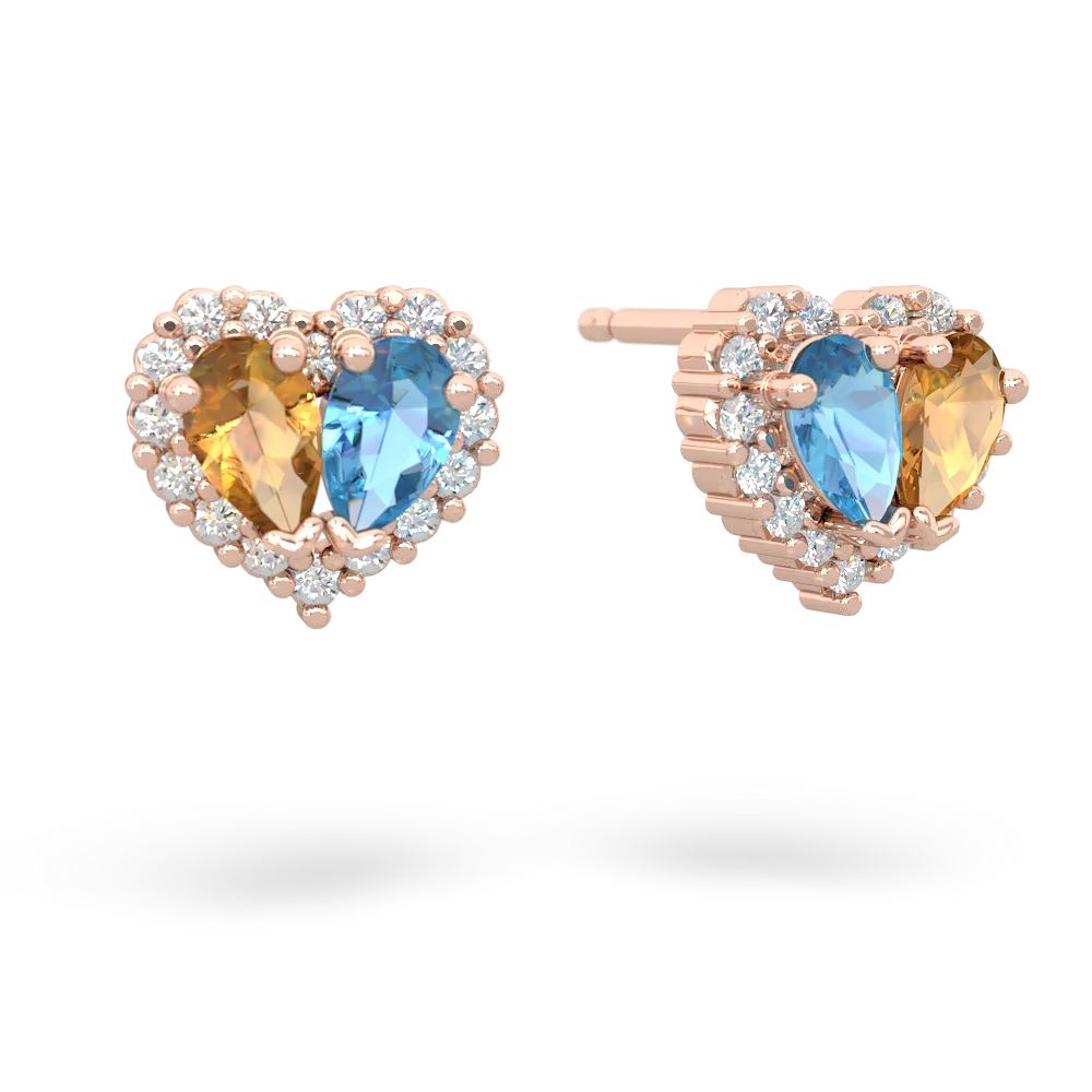 Citrine Halo 14K Rose Gold earrings E7008