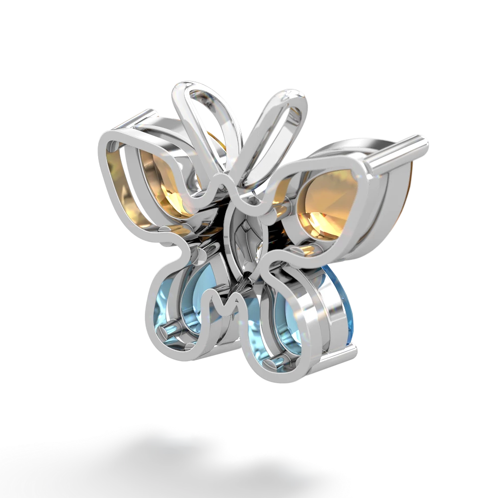 Citrine Butterfly 14K White Gold pendant P2215