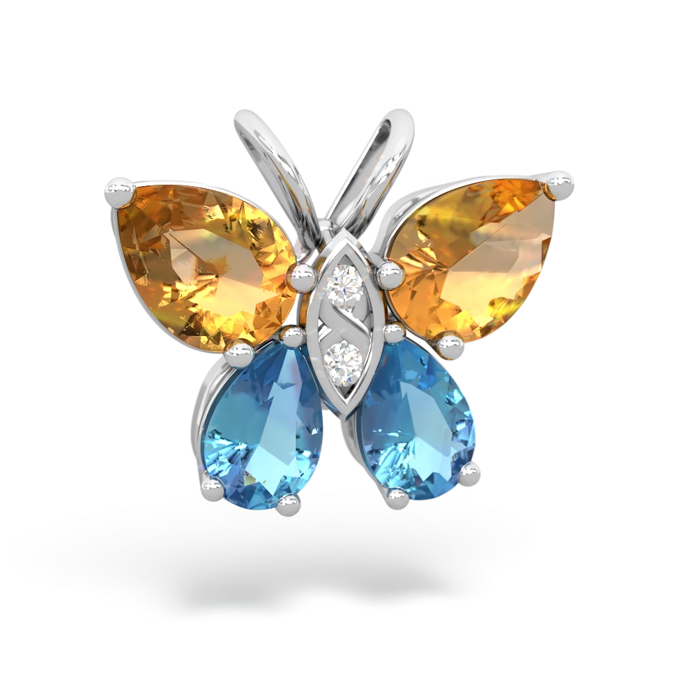 Citrine Butterfly 14K White Gold pendant P2215