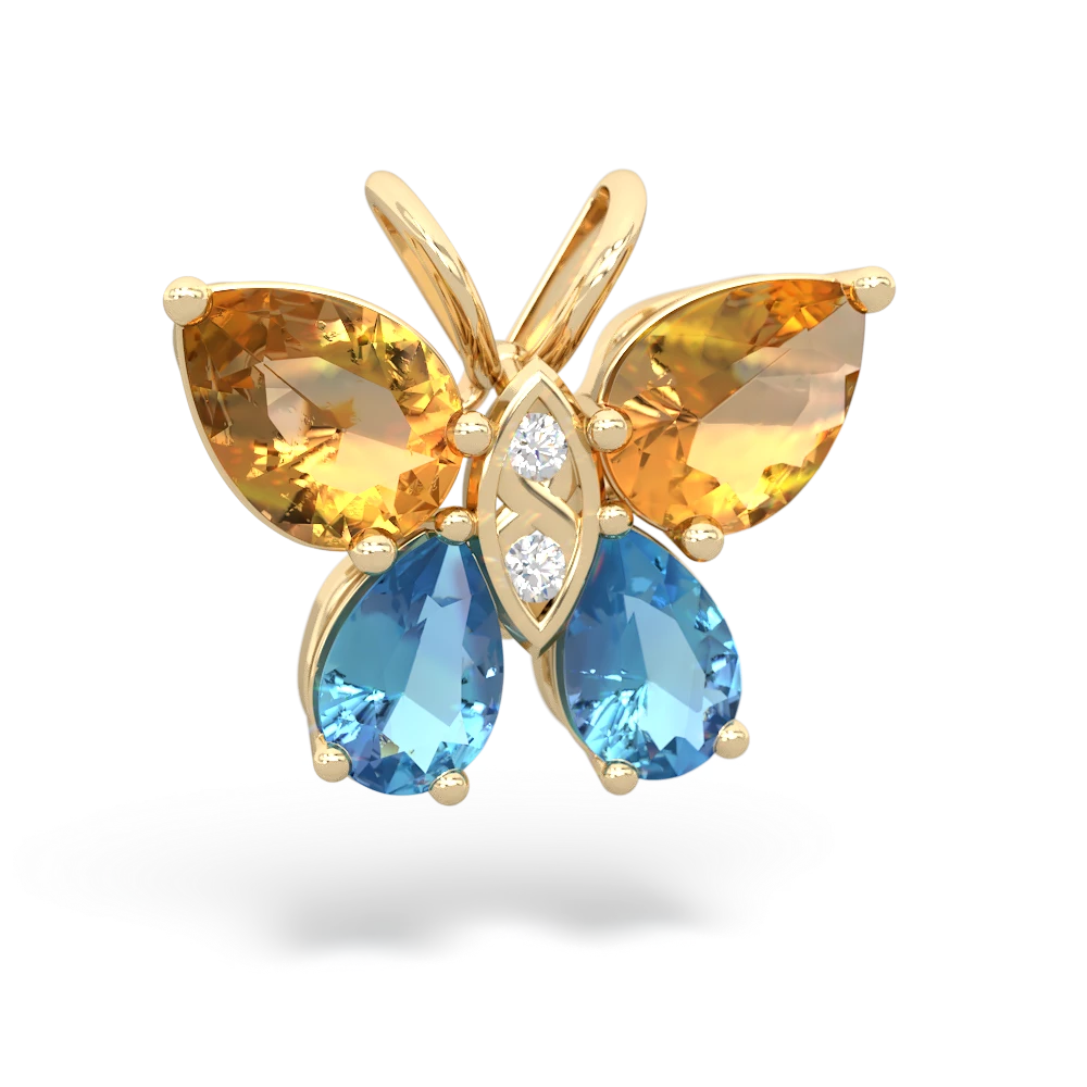 Citrine Butterfly 14K Yellow Gold pendant P2215