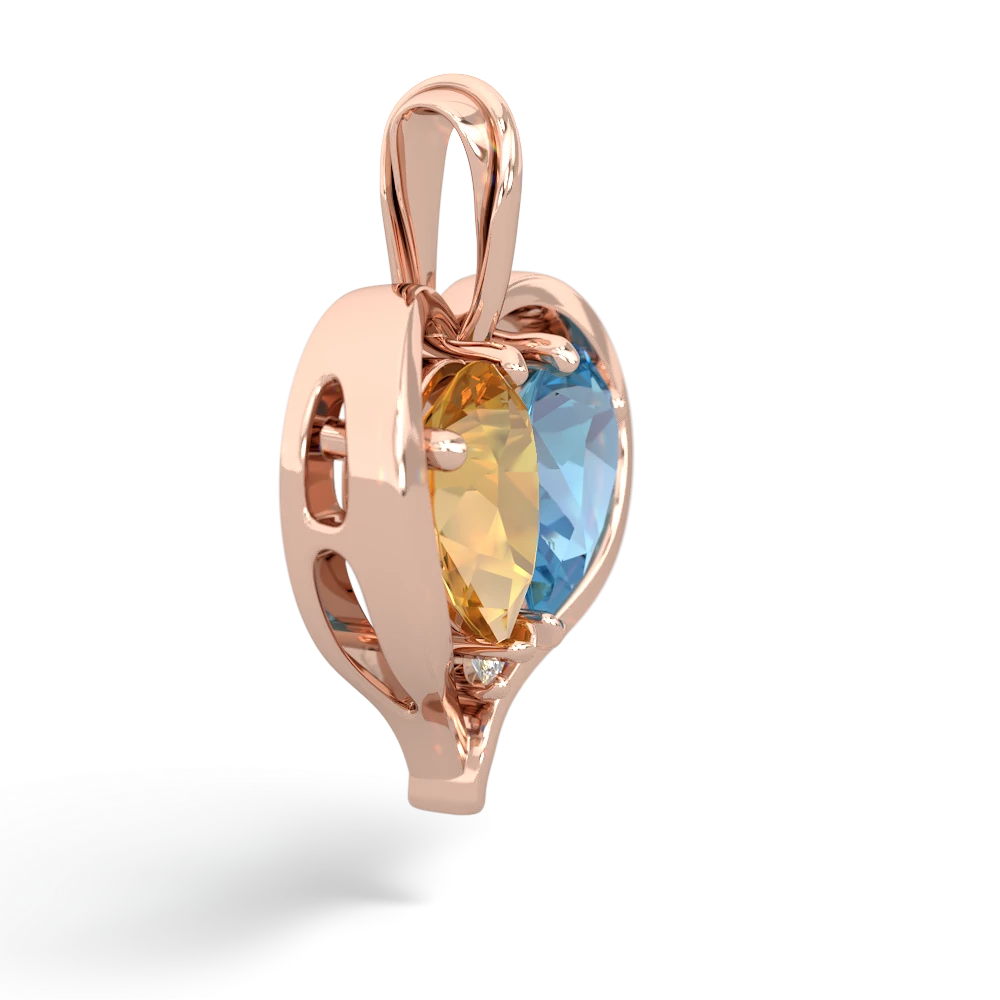 Citrine Two Become One 14K Rose Gold pendant P5330