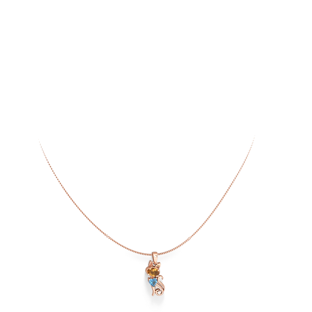 Citrine Kitten 14K Rose Gold pendant P5780