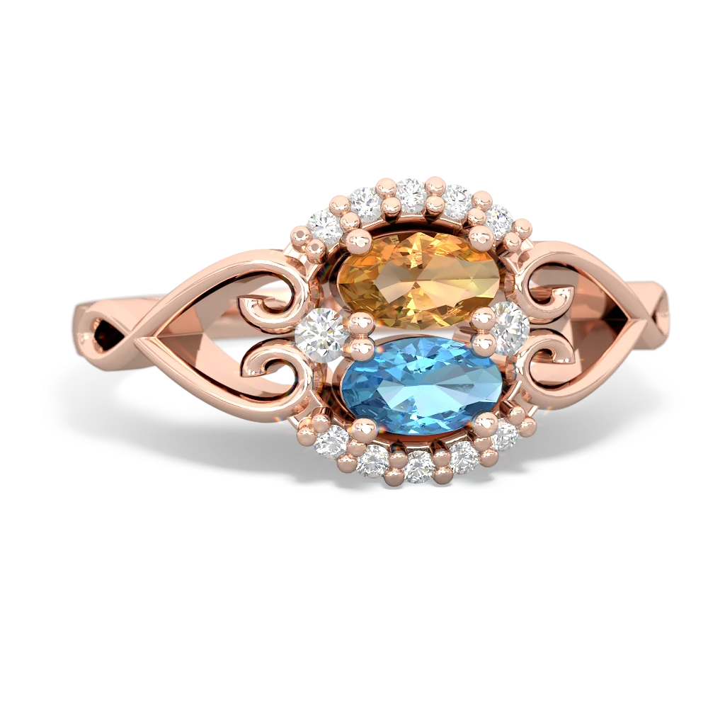 Citrine Love Nest 14K Rose Gold ring R5860