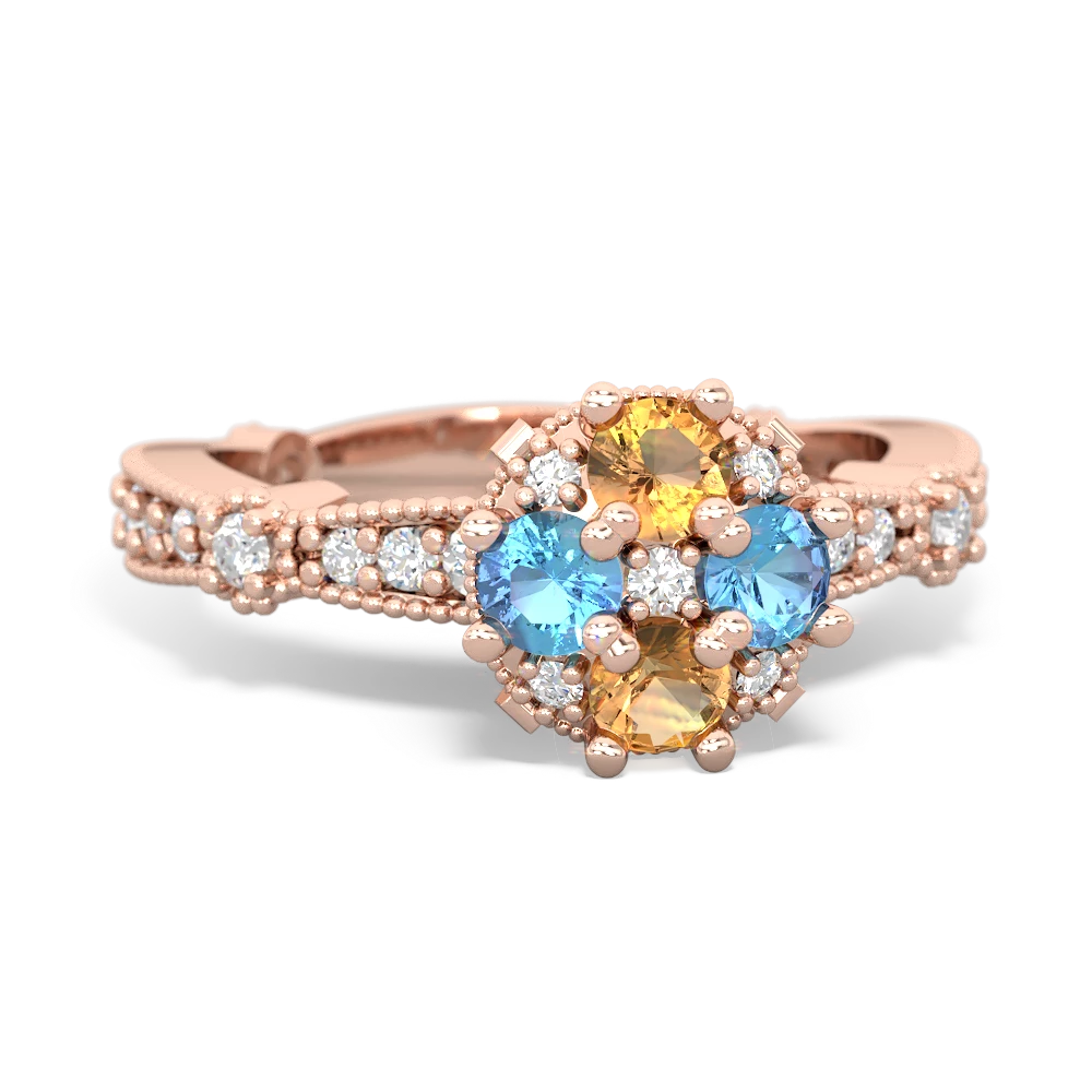 Citrine Sparkling Tiara Cluster 14K Rose Gold ring R26293RD