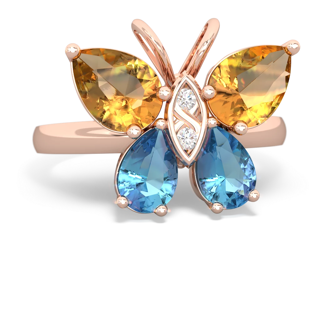 Citrine Butterfly 14K Rose Gold ring R2215